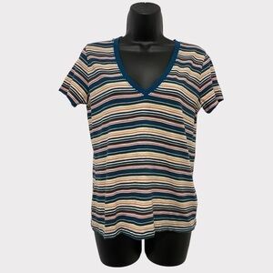 Madewell Retro Color Striped Short Sleeve V-Neck T-Shirt Size XS